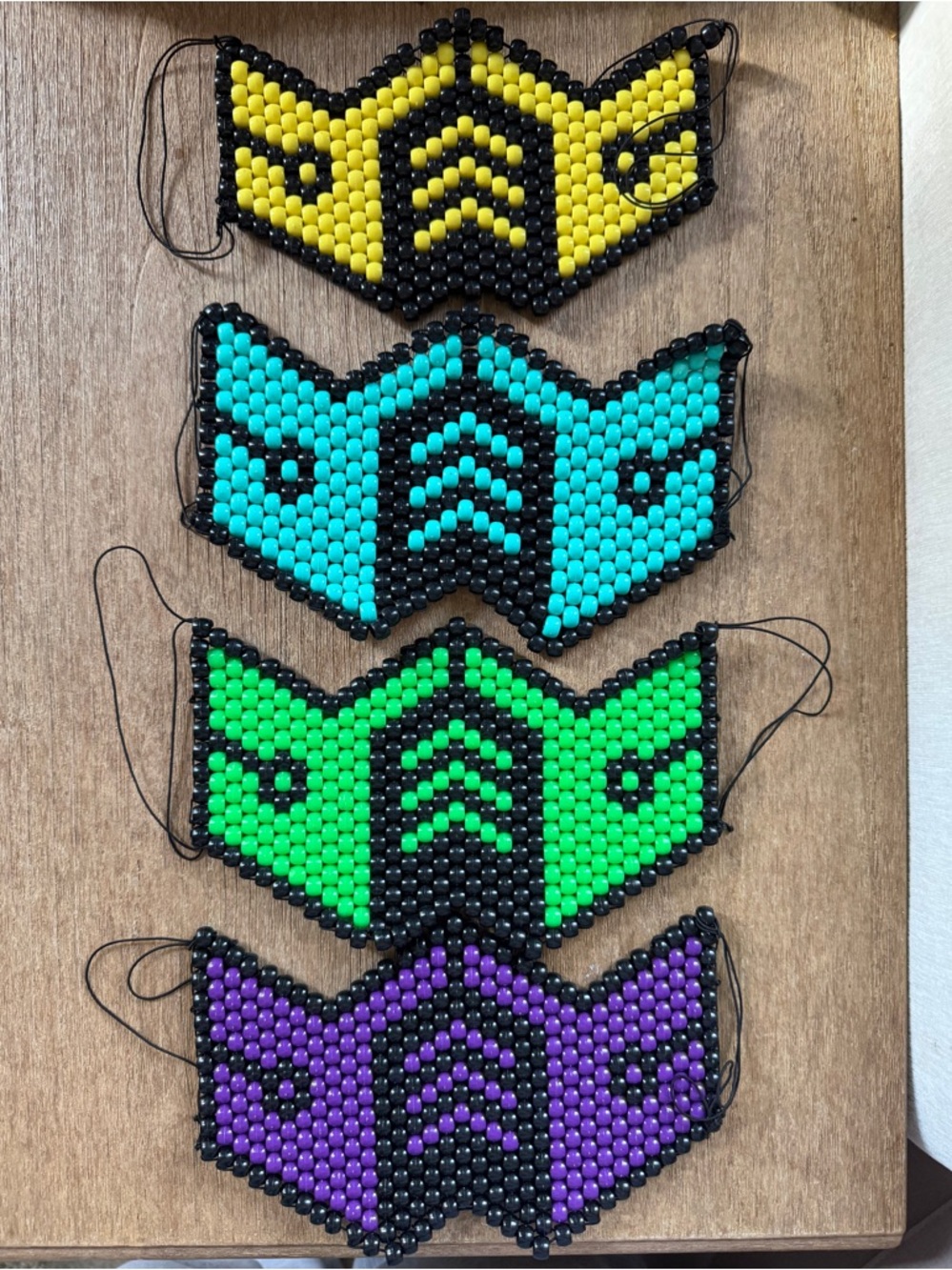 Handmade Beaded Face Mask - Yellow, Teal, Green, Purple